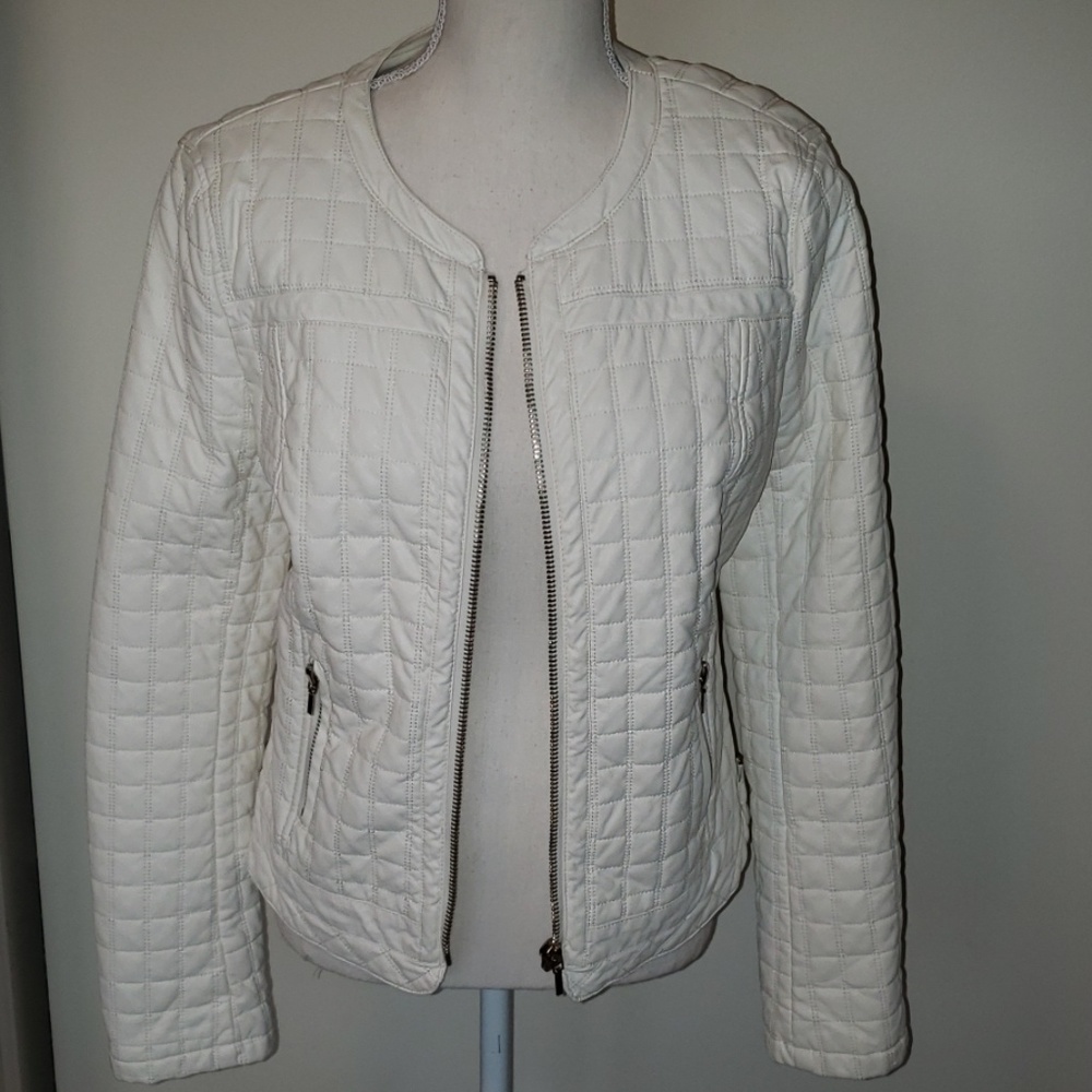 Cream faux leather jacket